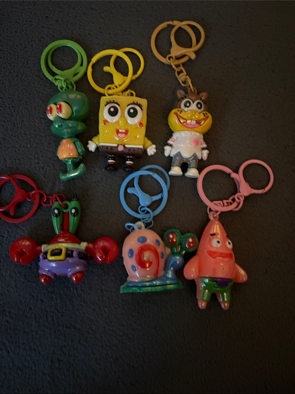 6pc SpongeBob Squarepants Keychain Figure Set - Yellow, Pink, Green, Blue, Red